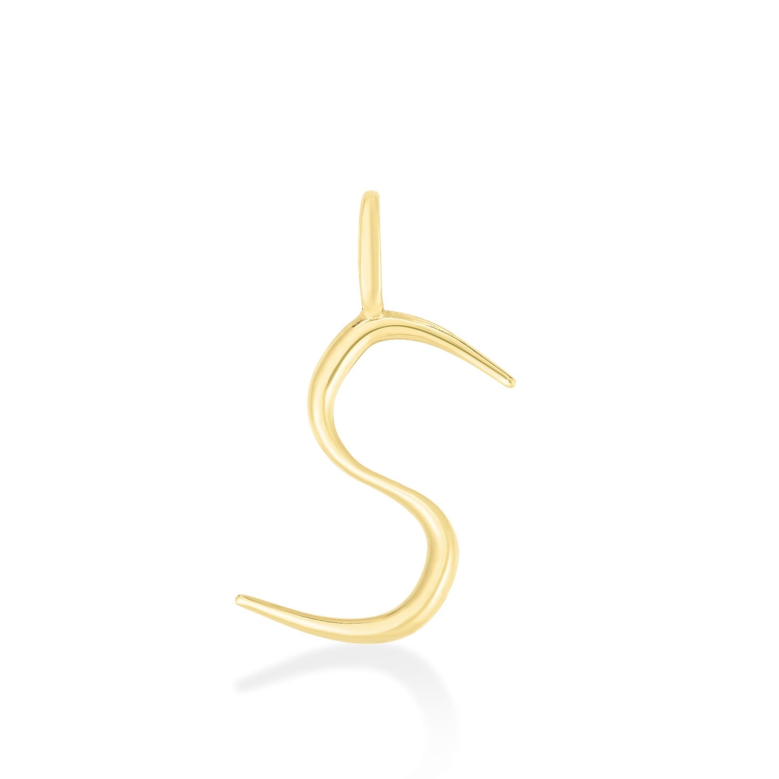 14K yellow gold S letter charm. 
