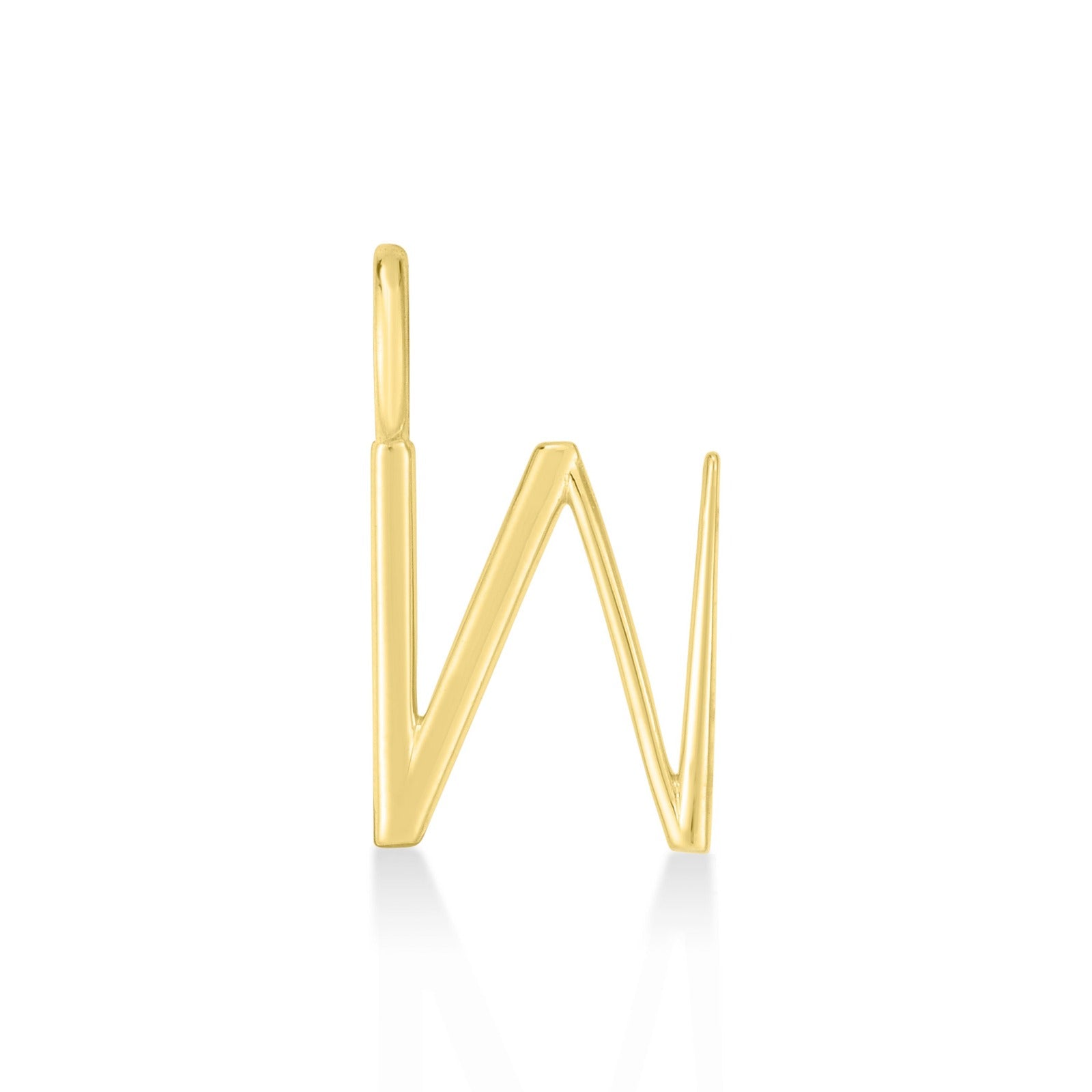 14K yellow gold W letter charm. 