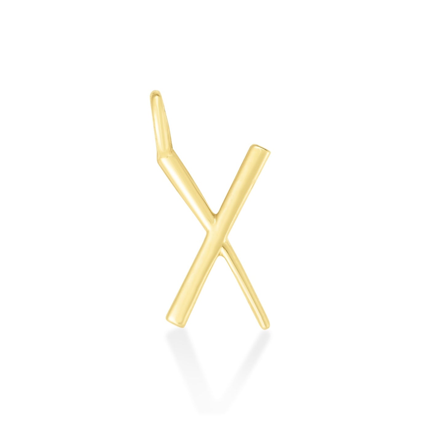 14K yellow gold X letter charm. 