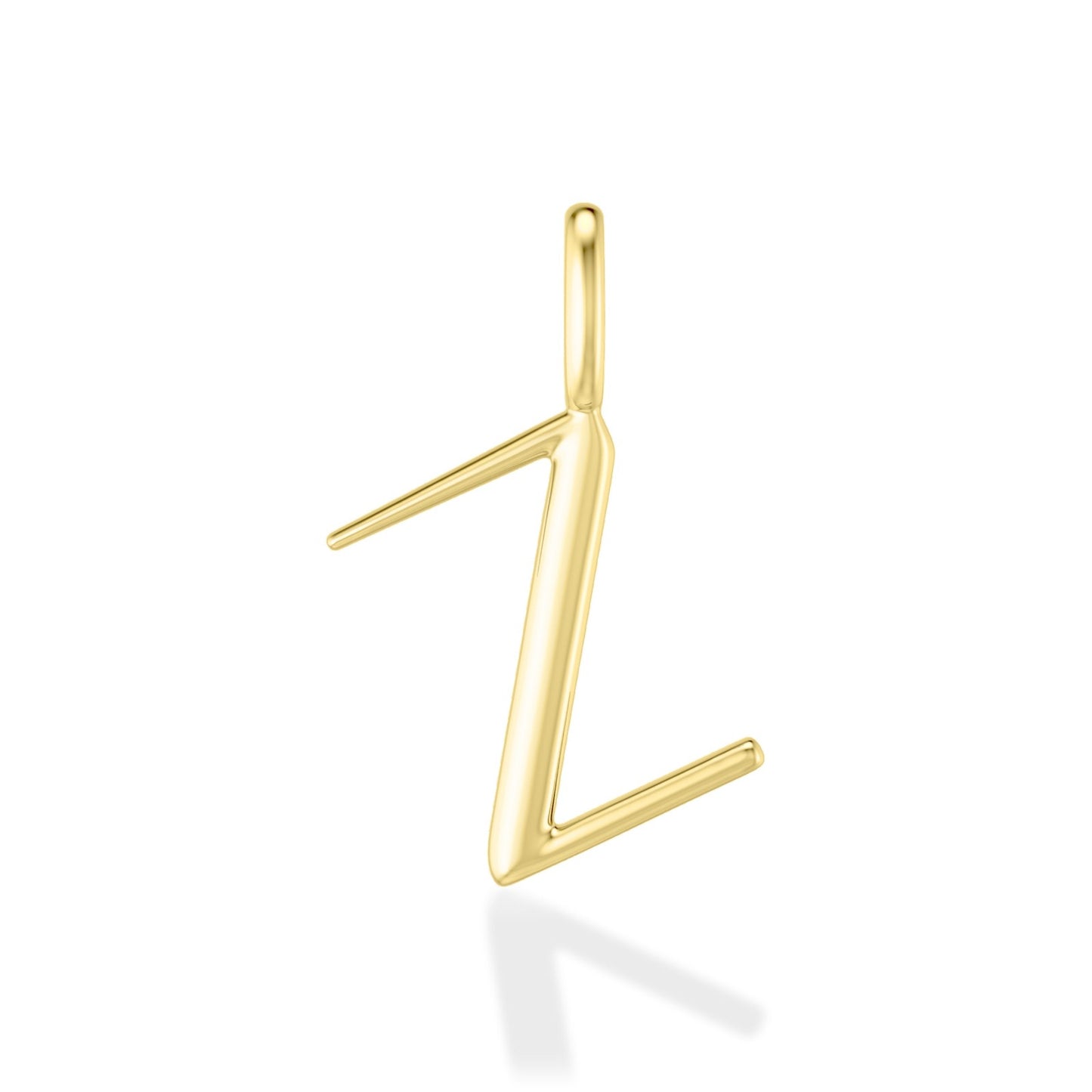14K yellow gold Z letter charm. 