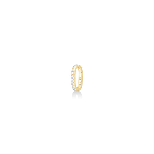 14k yellow gold small oval locking charm with diamonds.