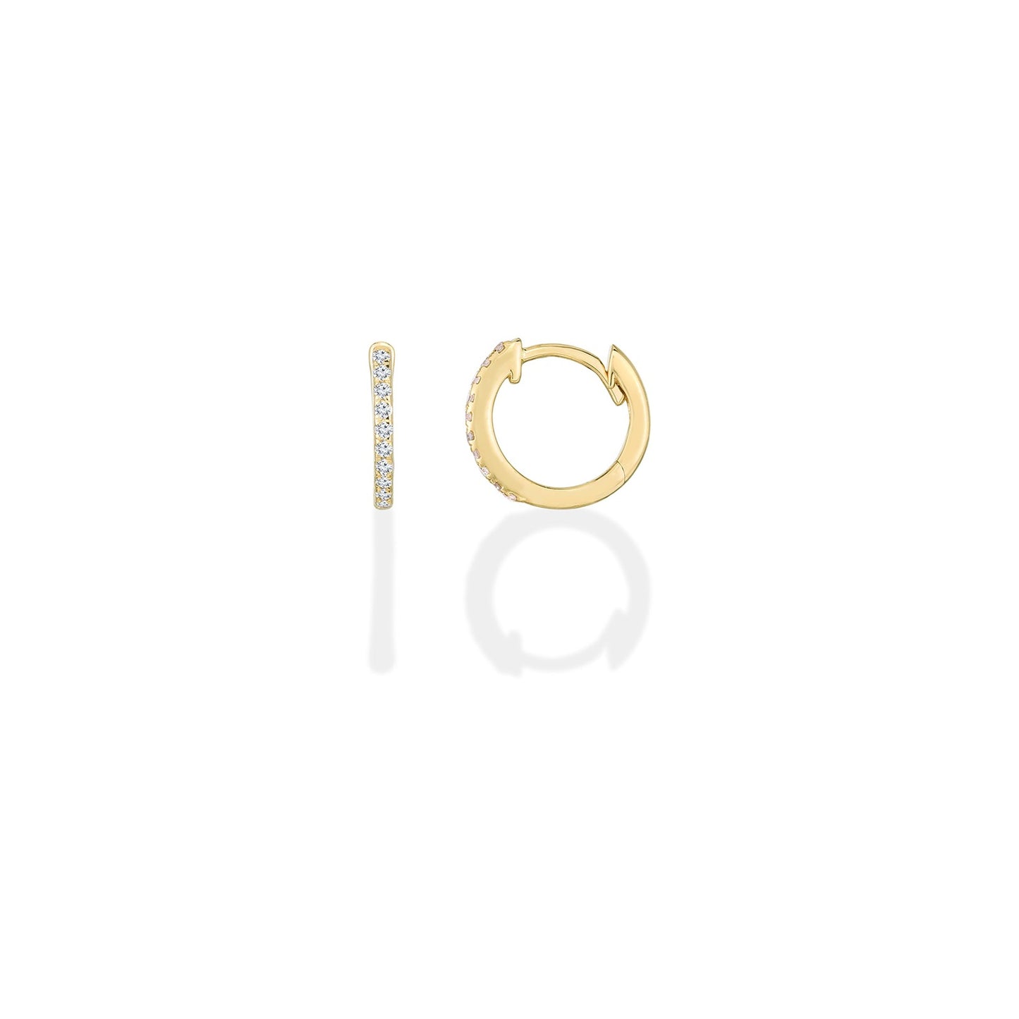 14k gold 12mm Diamond Pavé Hoop Earrings