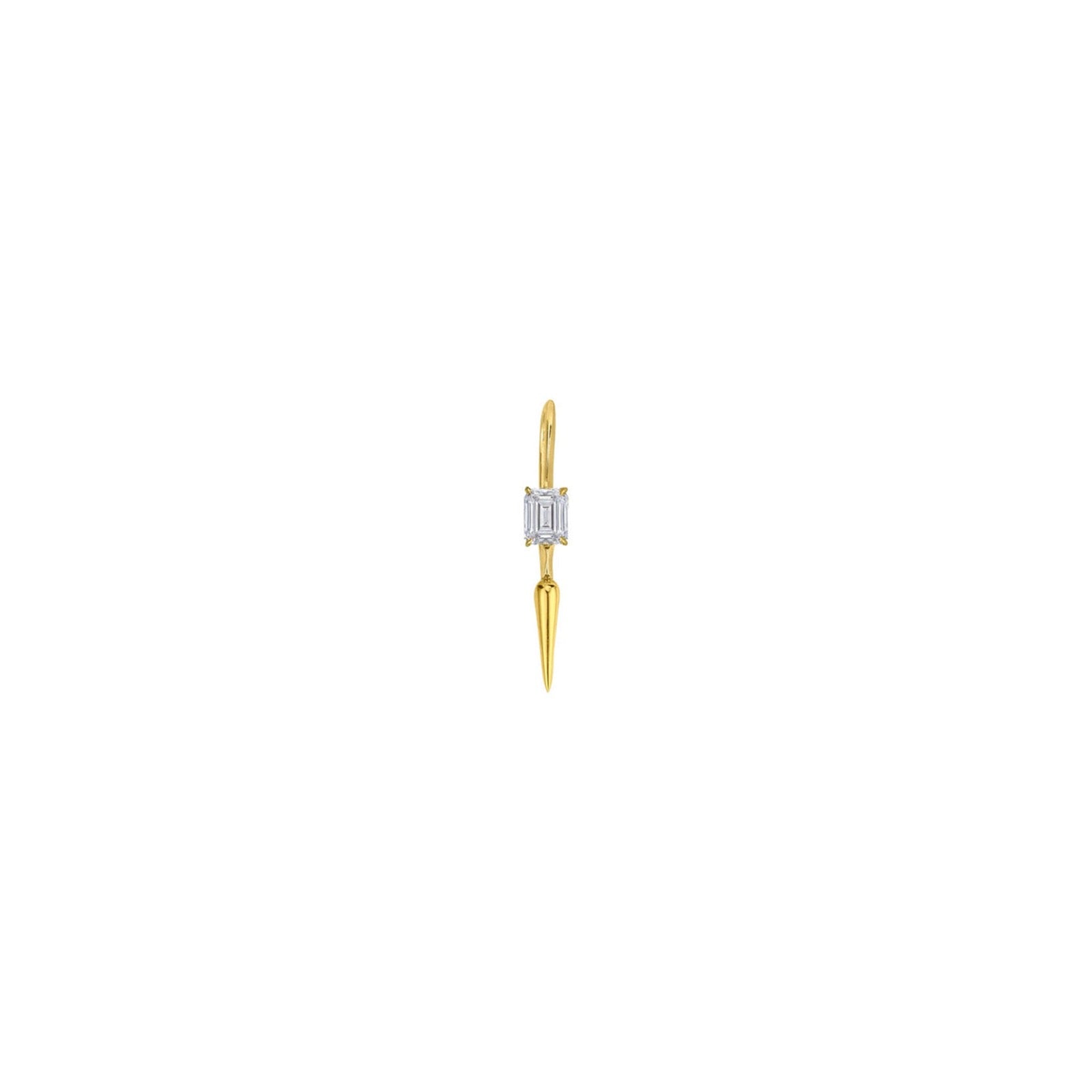 14k gold Single Diamond Drop Earring -EMERALD CUT