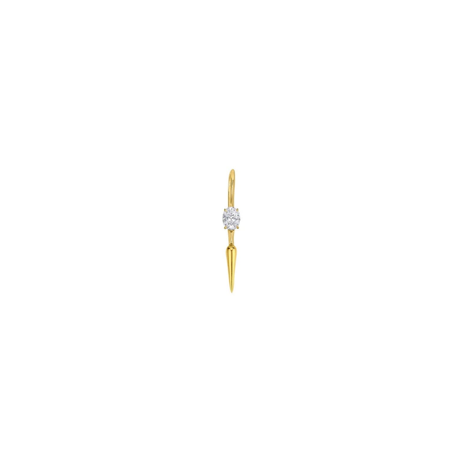 14k gold Single Diamond Drop Earring -OVAL