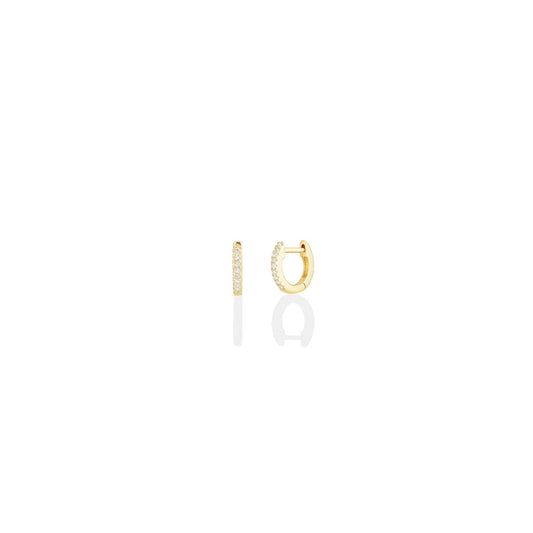 14k gold 9mm Diamond Pavé Hoop Earrings