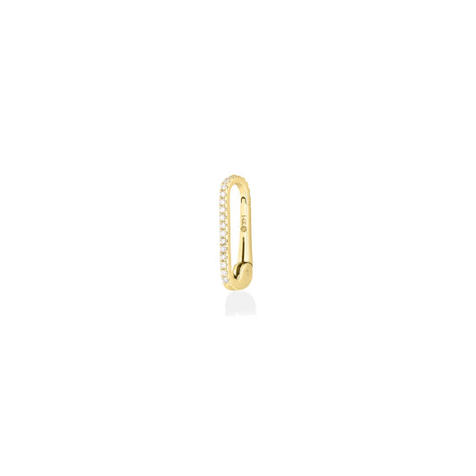 14k yellow gold oval push in charm with pave diamonds.