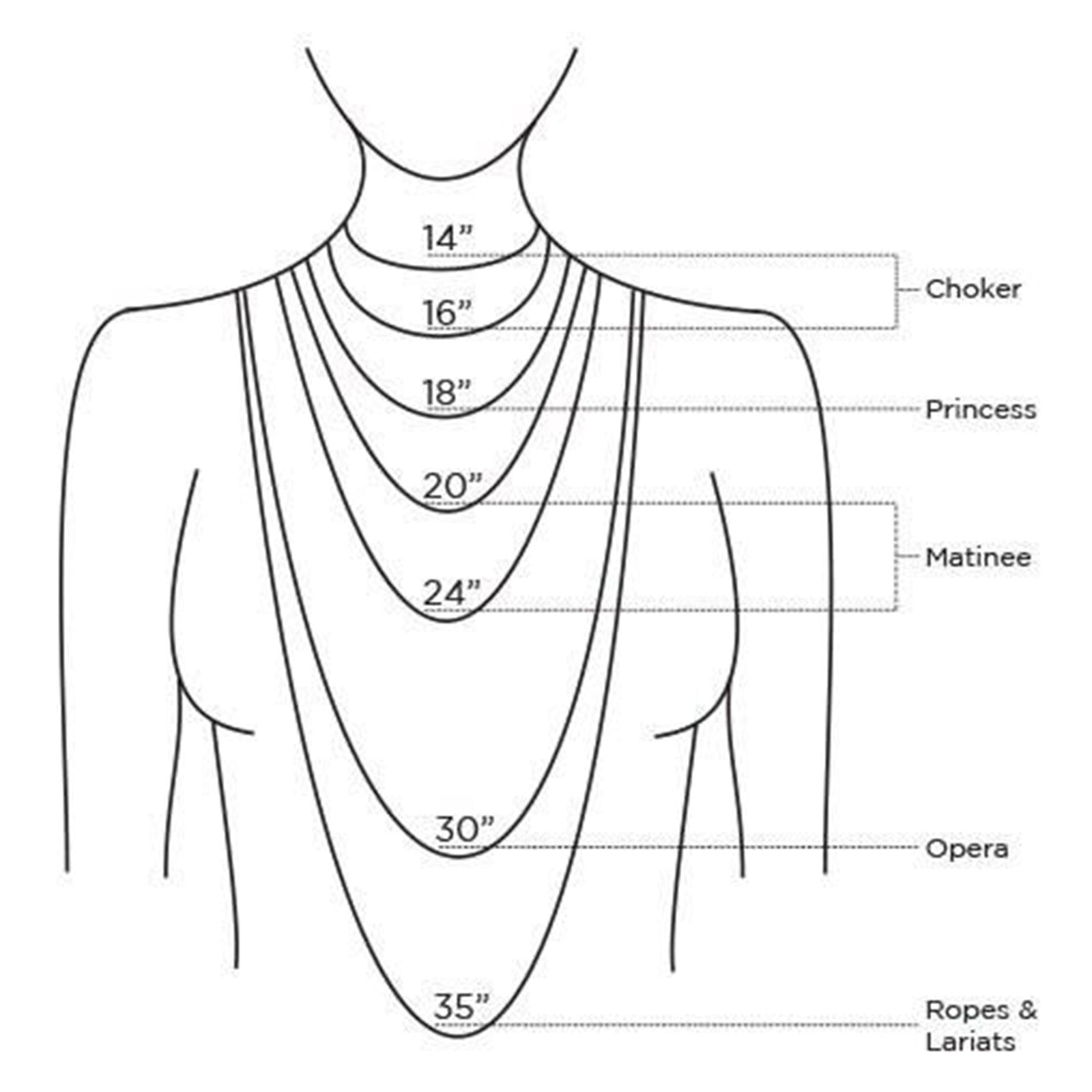 Chain necklace length options