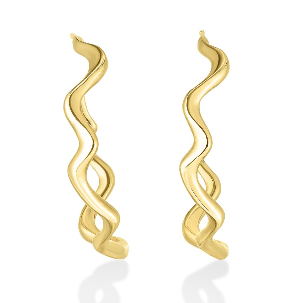 14k gold Plain Ripple Hoop Earrings