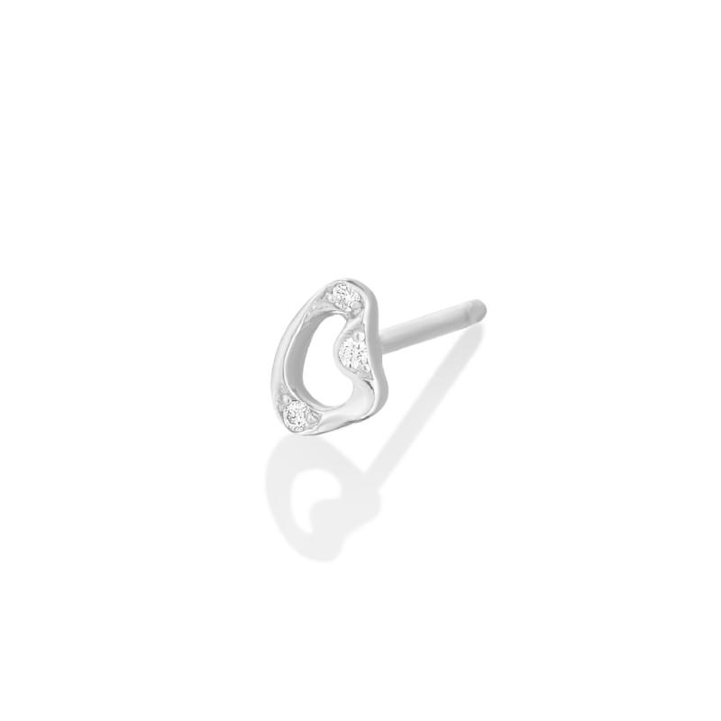 14k white gold Demi Pave Small Ripple Stud Earring