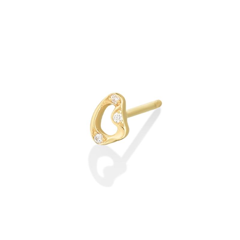 14k gold Demi Pave Small Ripple Stud Earring