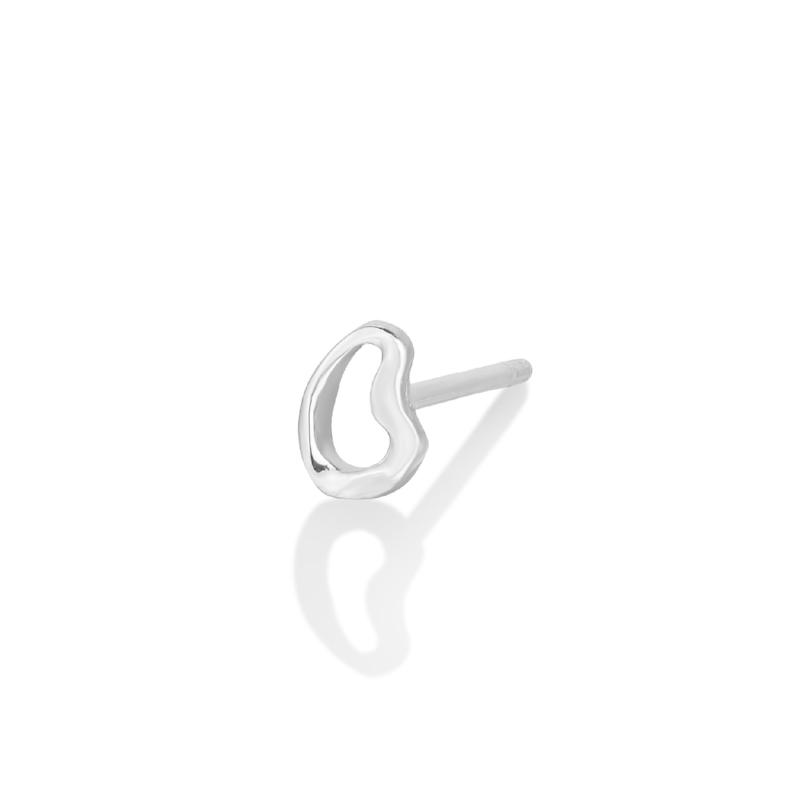 14k white gold Plain Small Ripple Stud Earring