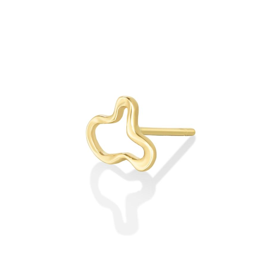 14k gold Plain Ripple Stud Earring