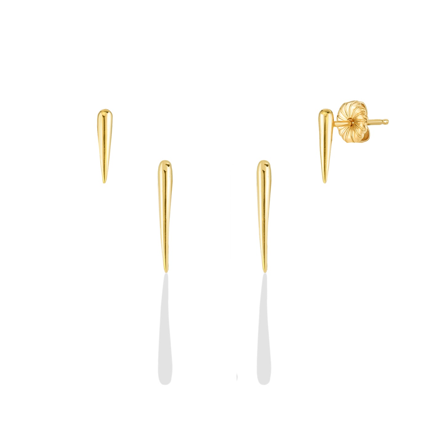 14k gold Medium and Small Quill Spike Studs
