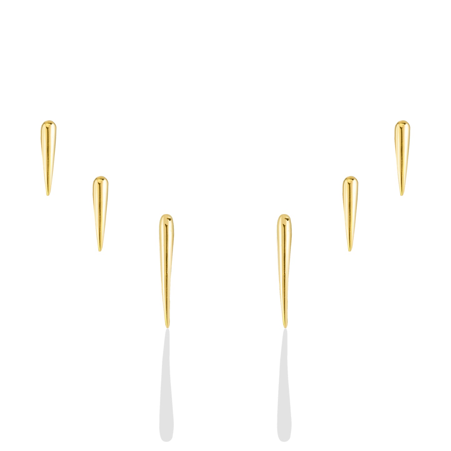 14k gold Medium and Small Quill Spike Studs
