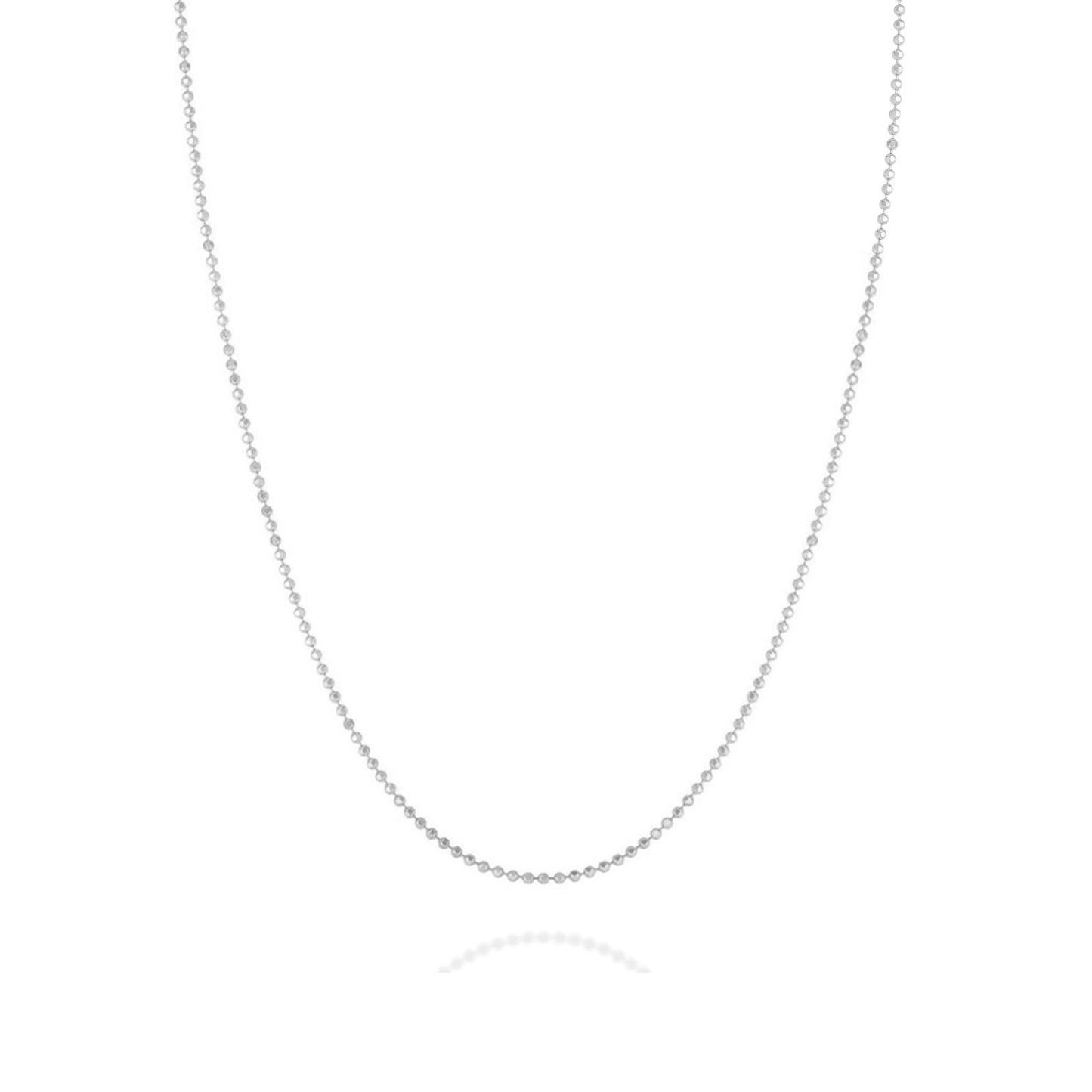 14k white gold Diamond Cut Bead Chain Necklace.