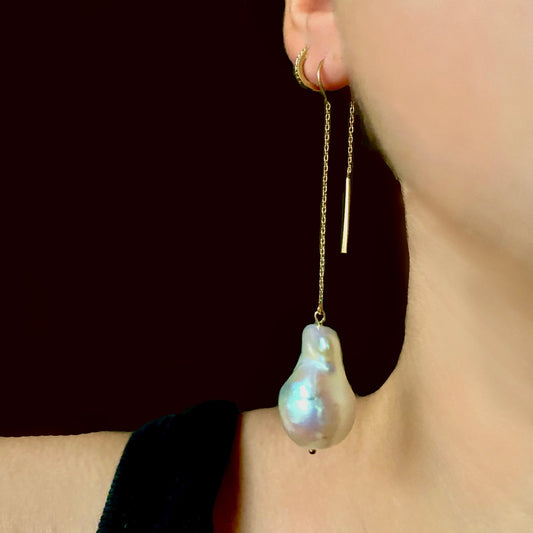 Baroque Pearl Ear Threader Earrings