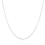 AMANDA PEARL 1.2mm Diamond Cut Bead Chain in Sterling Silver against a white background.
