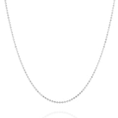 AMANDA PEARL 1.2mm Diamond Cut Bead Chain in Sterling Silver against a white background.