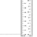 AMANDA PEARL Bead chain in recycled sterling silver on a white background next to a ruler.
