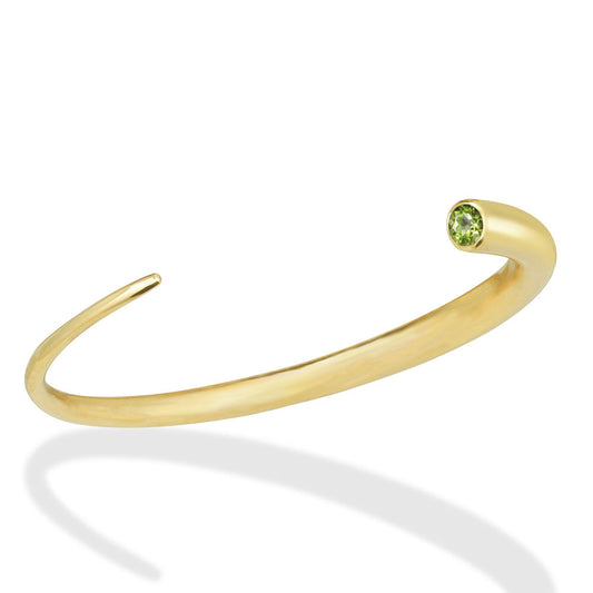 14k gold Quill Cuff with Peridot