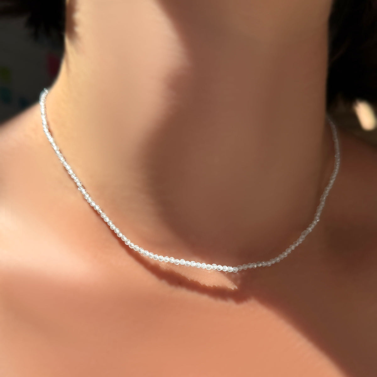 Slim Gemstone Necklace Zircon