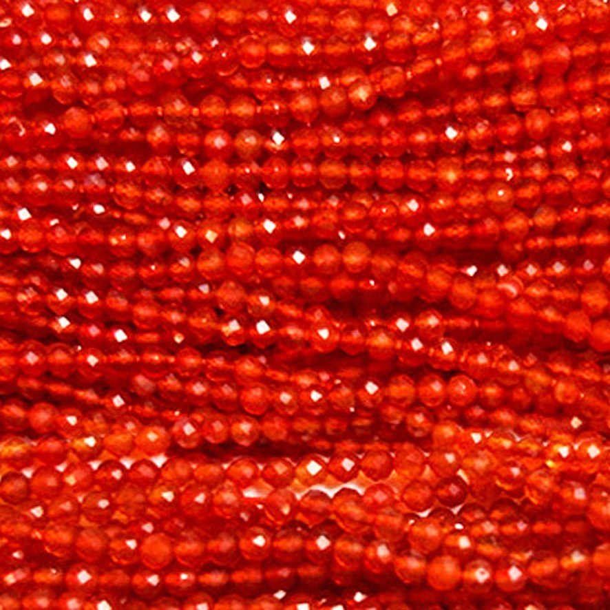 2mm faceted gemstone swatch in carnelian