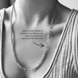 Evolution clasp necklace paired with a chunky chain bracelet to create a part gemstone, part chain link necklace.
