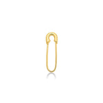 Molten Safety Pin charm lock in recycled 14k yellow gold on a white background.
