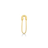 Molten Safety Pin charm lock in recycled 14k yellow gold on a white background.