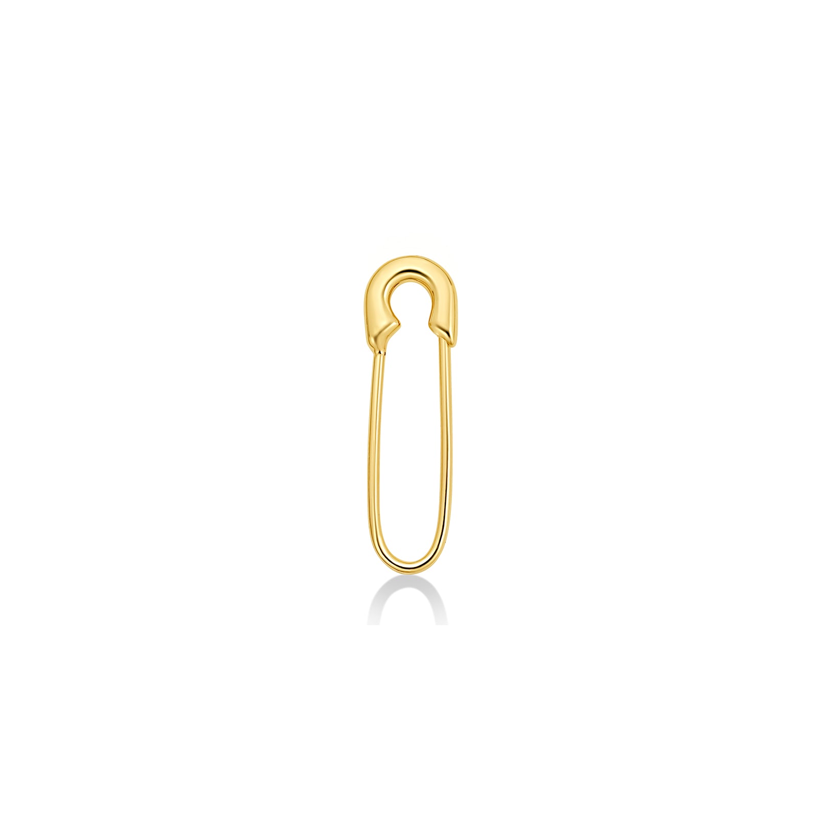 Molten Safety Pin charm lock in recycled 14k yellow gold on a white background.