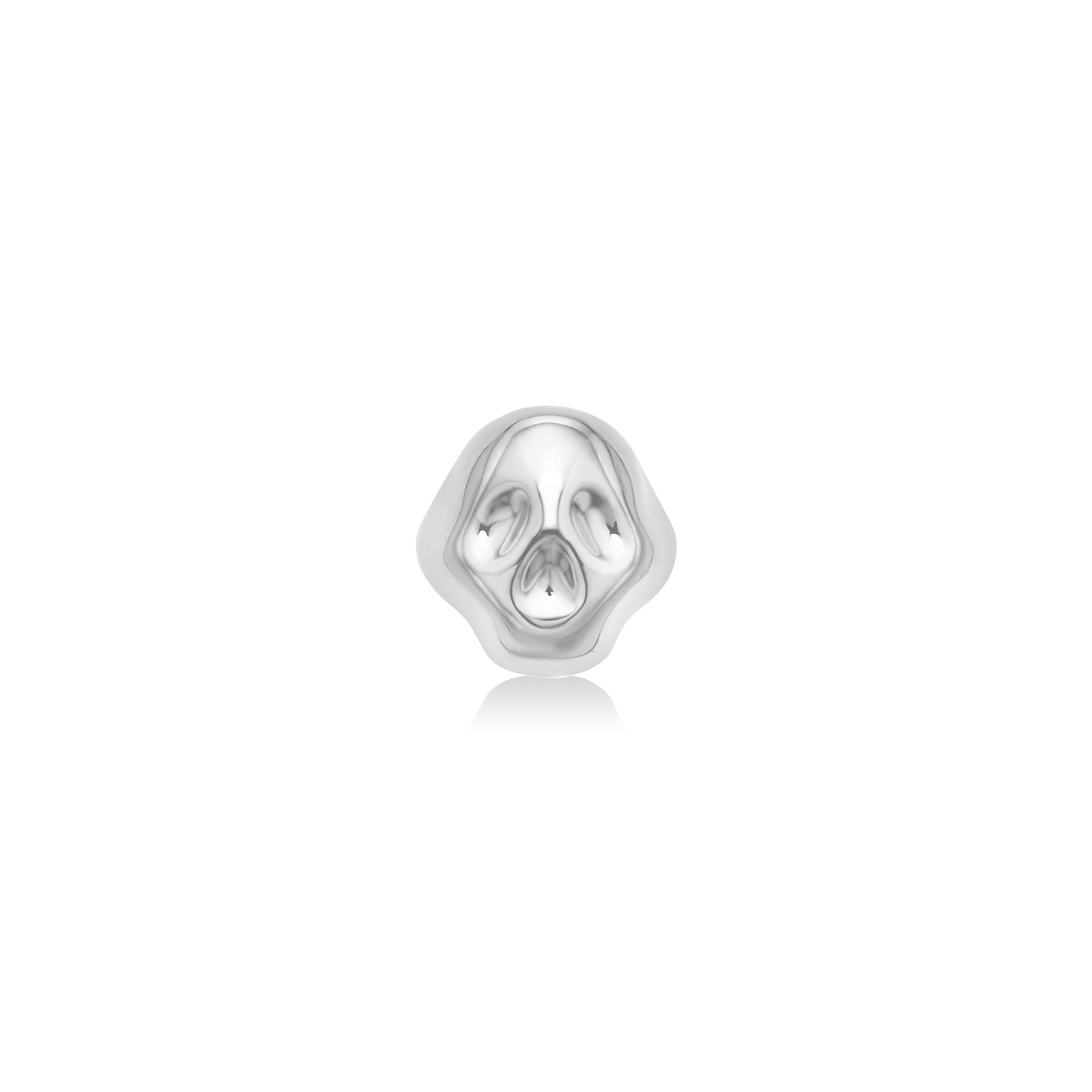 AMANDA PEARL Molten Skull Ring in recycled sterling silver on a white background.