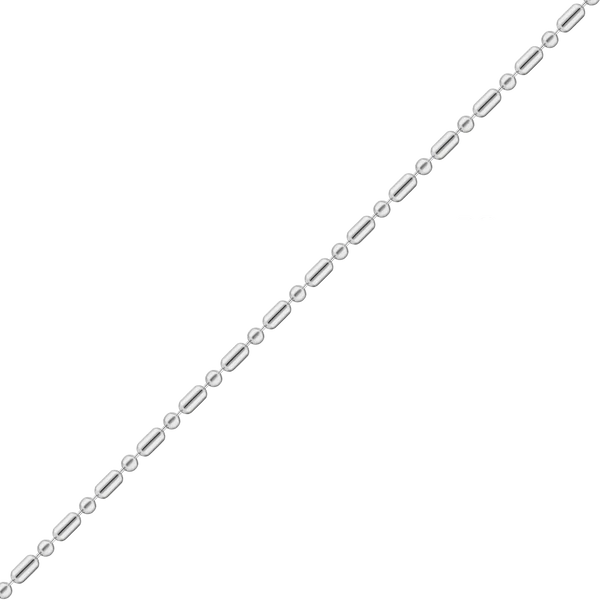 AMANDA PEARL alternating cylinder and bead chain in recycled sterling silver on a white background.