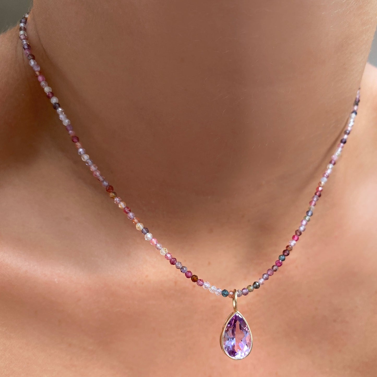 Amethyst Pear Solitaire Charm