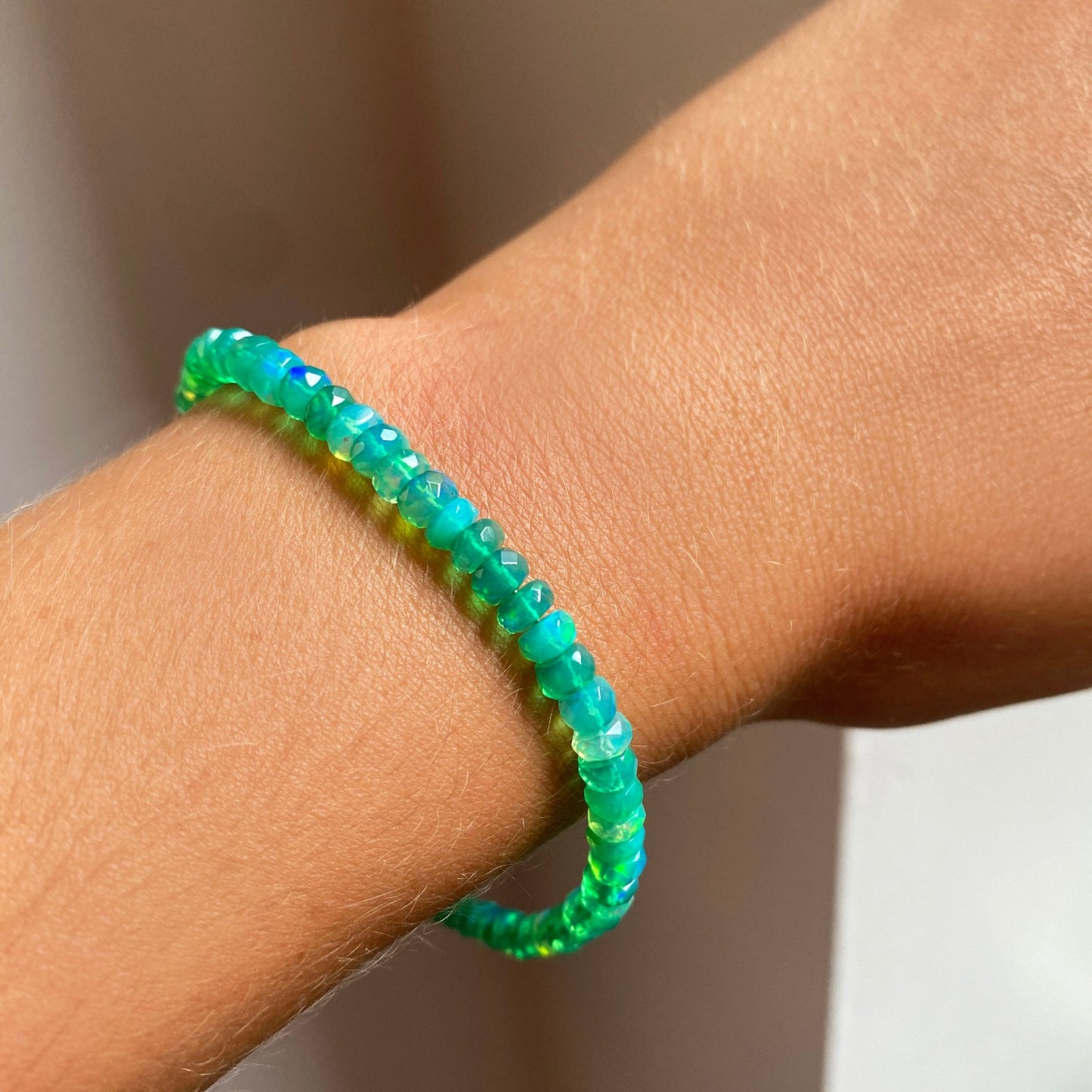 Faceted Grass Green Opal Bracelet