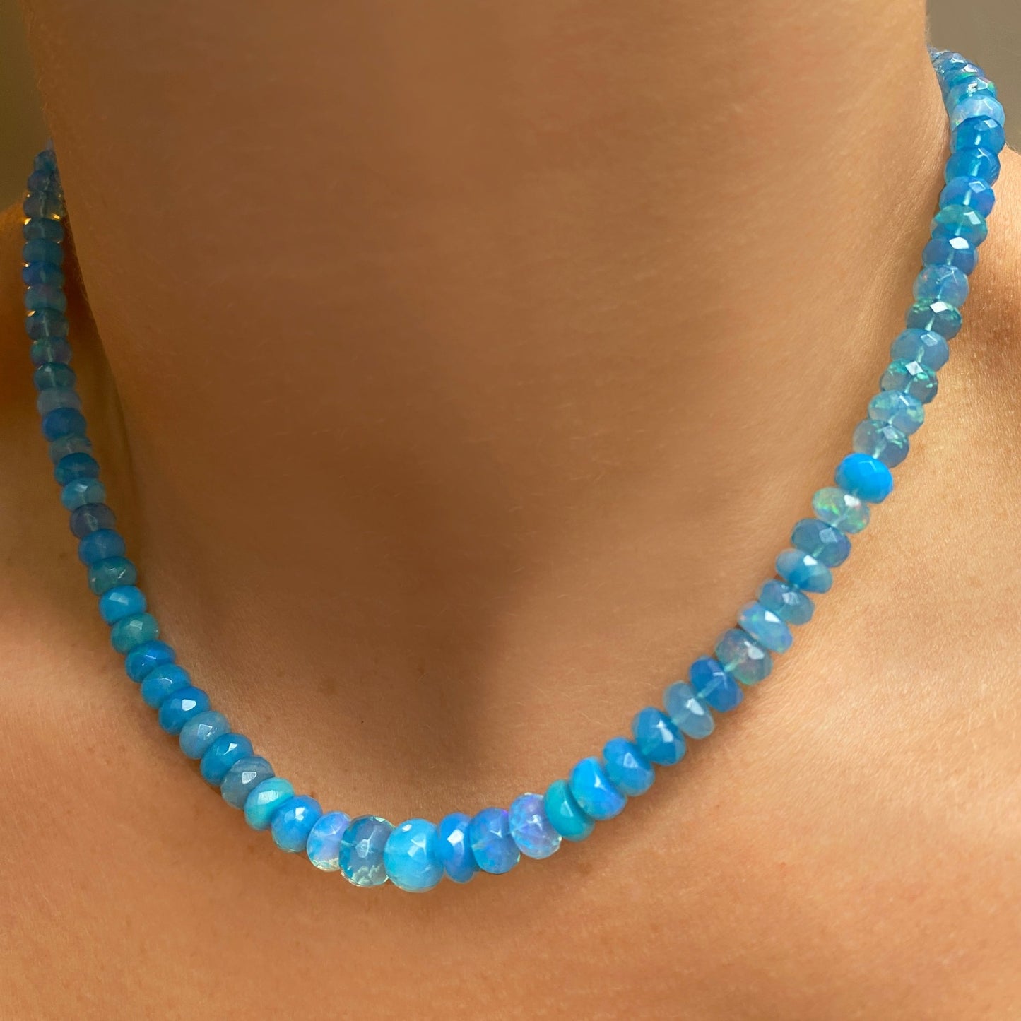 147.45 Crts Natural Welo Dyed Blue Opal Beads Necklace 230 by gemssafari on Jewelry Auctioned