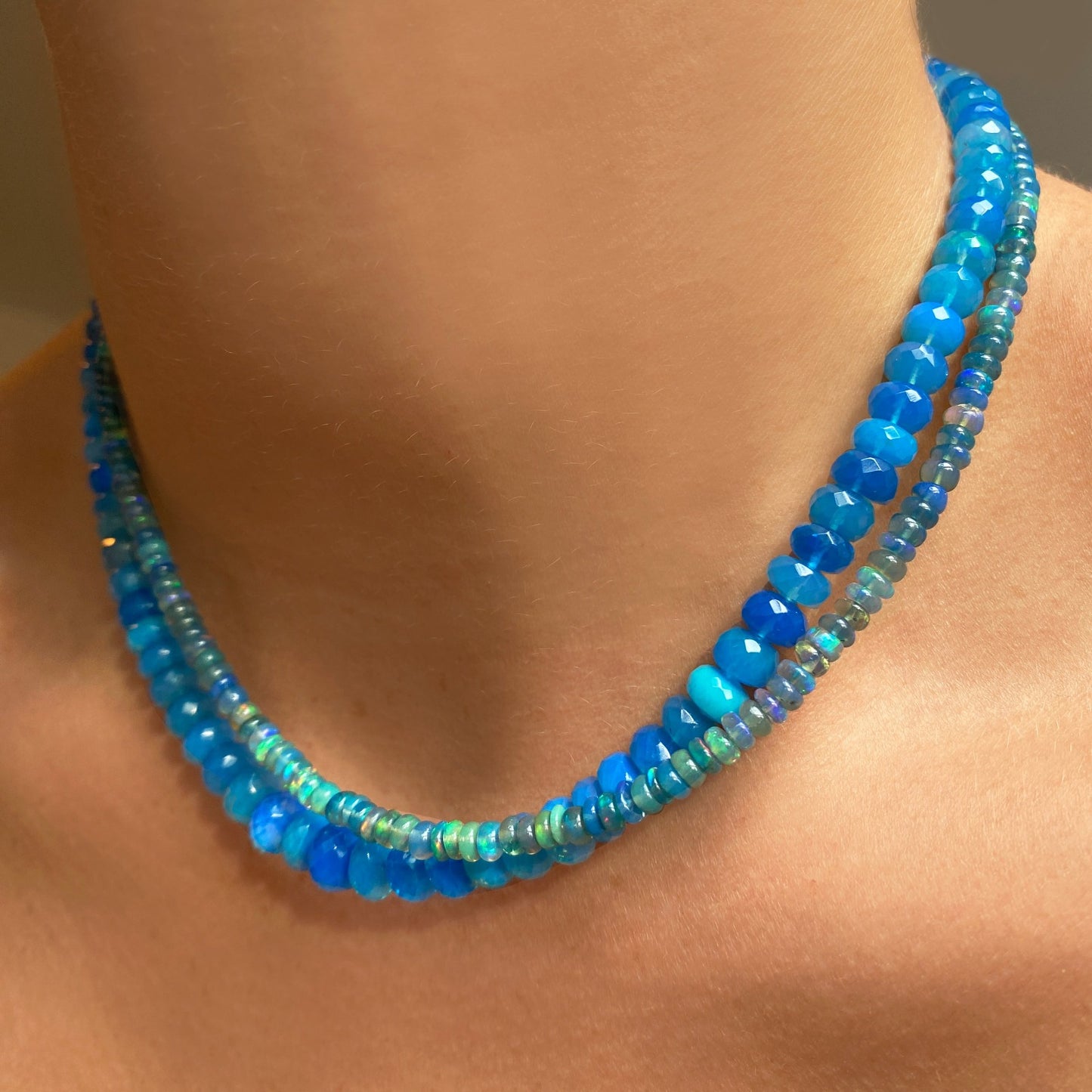 Pacific Blue Faceted Opal Necklace