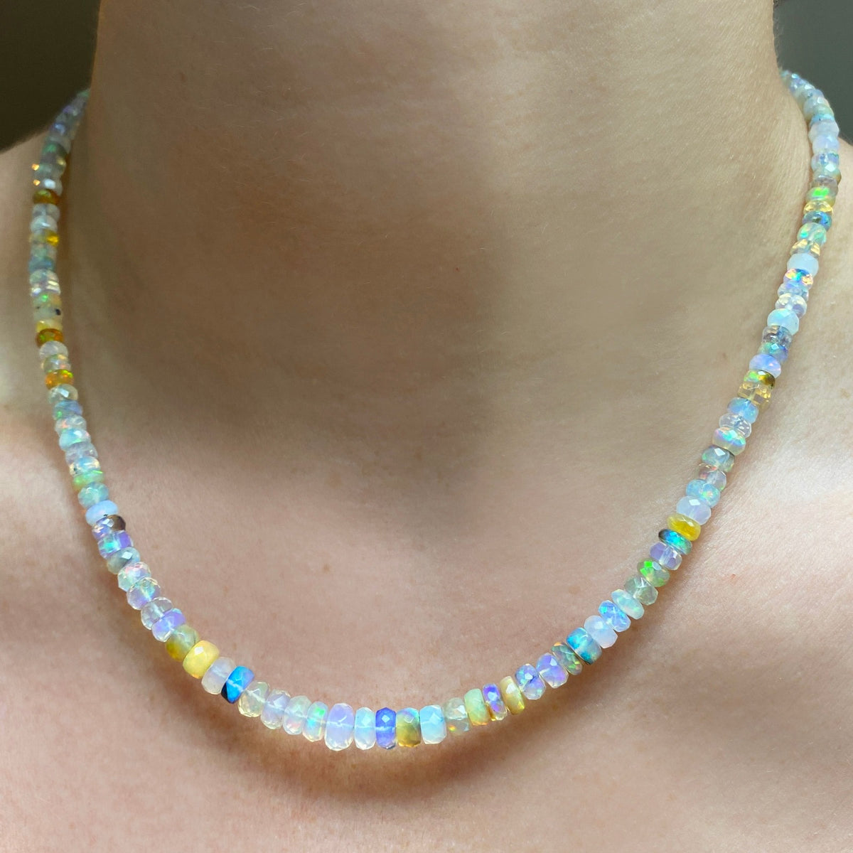Multi Faceted Opal Necklace