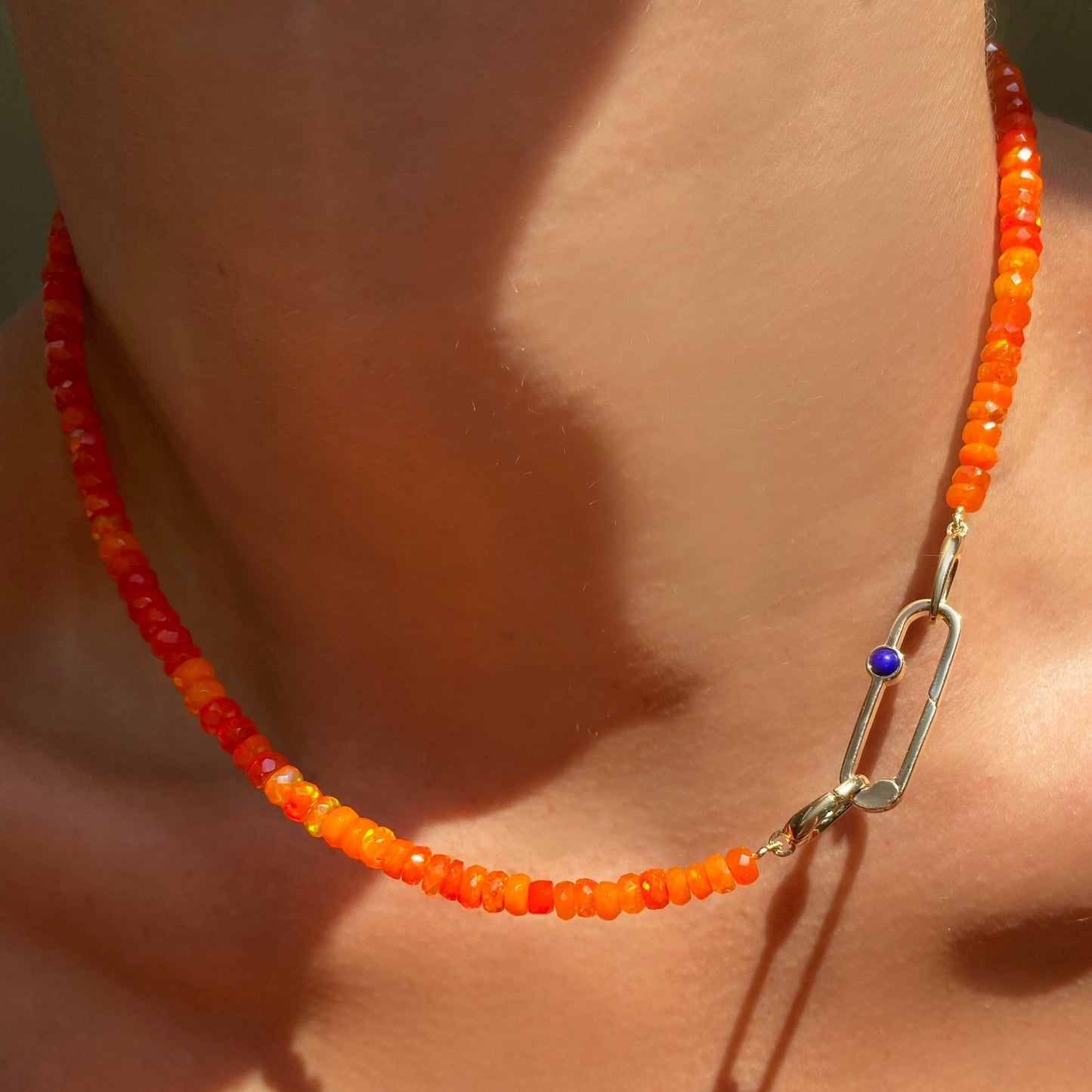 Orange Faceted Opal Necklace