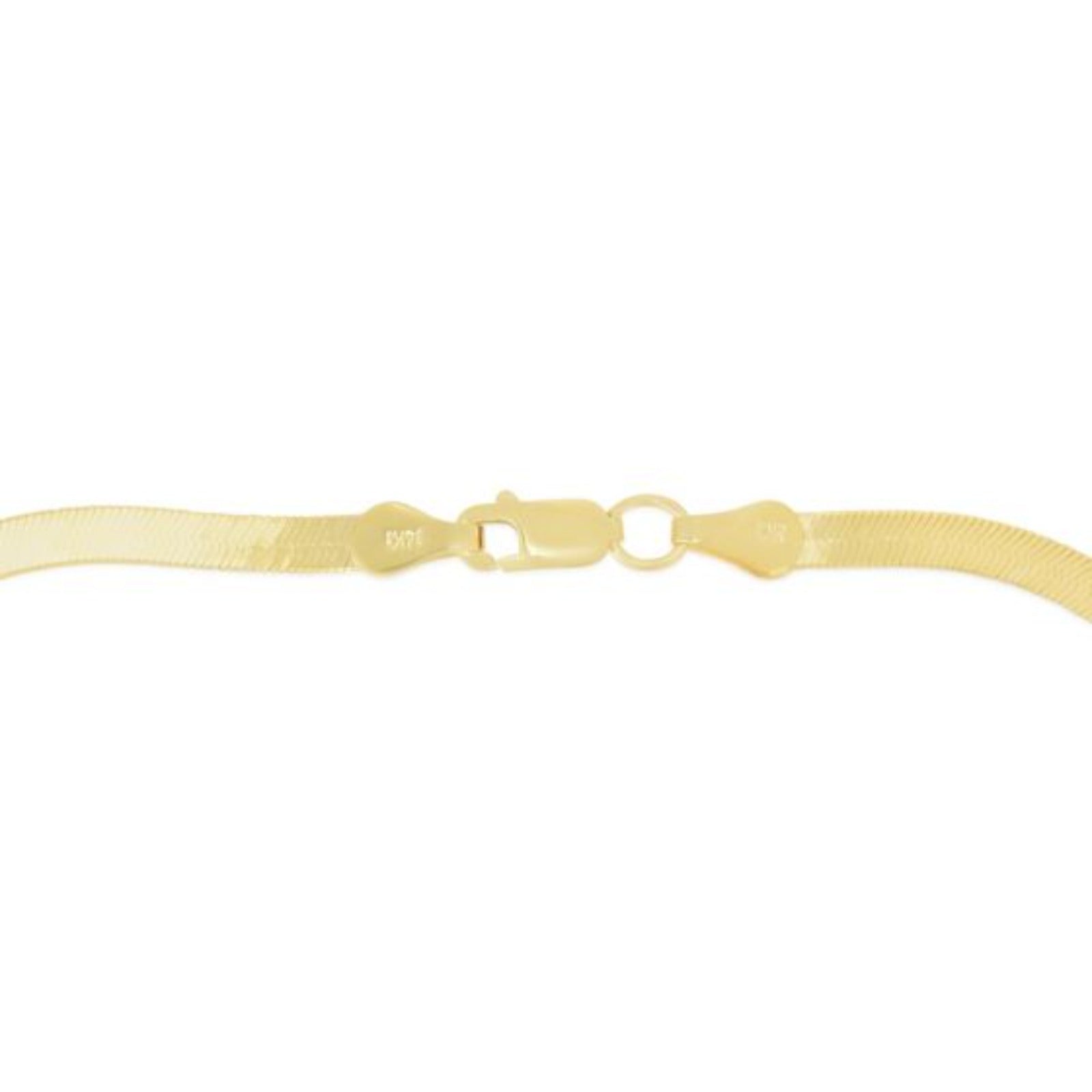 14k gold Beveled Herringbone Chain Anklet with lobster clasp
