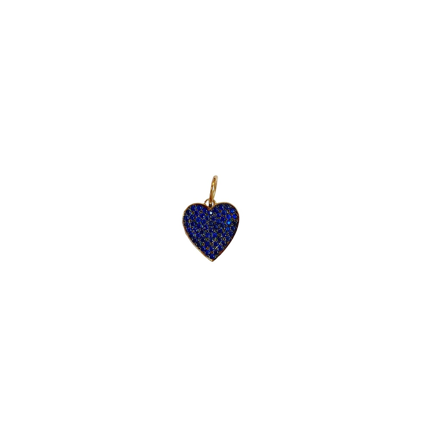 Medium Pavé Heart Charm - Sapphire