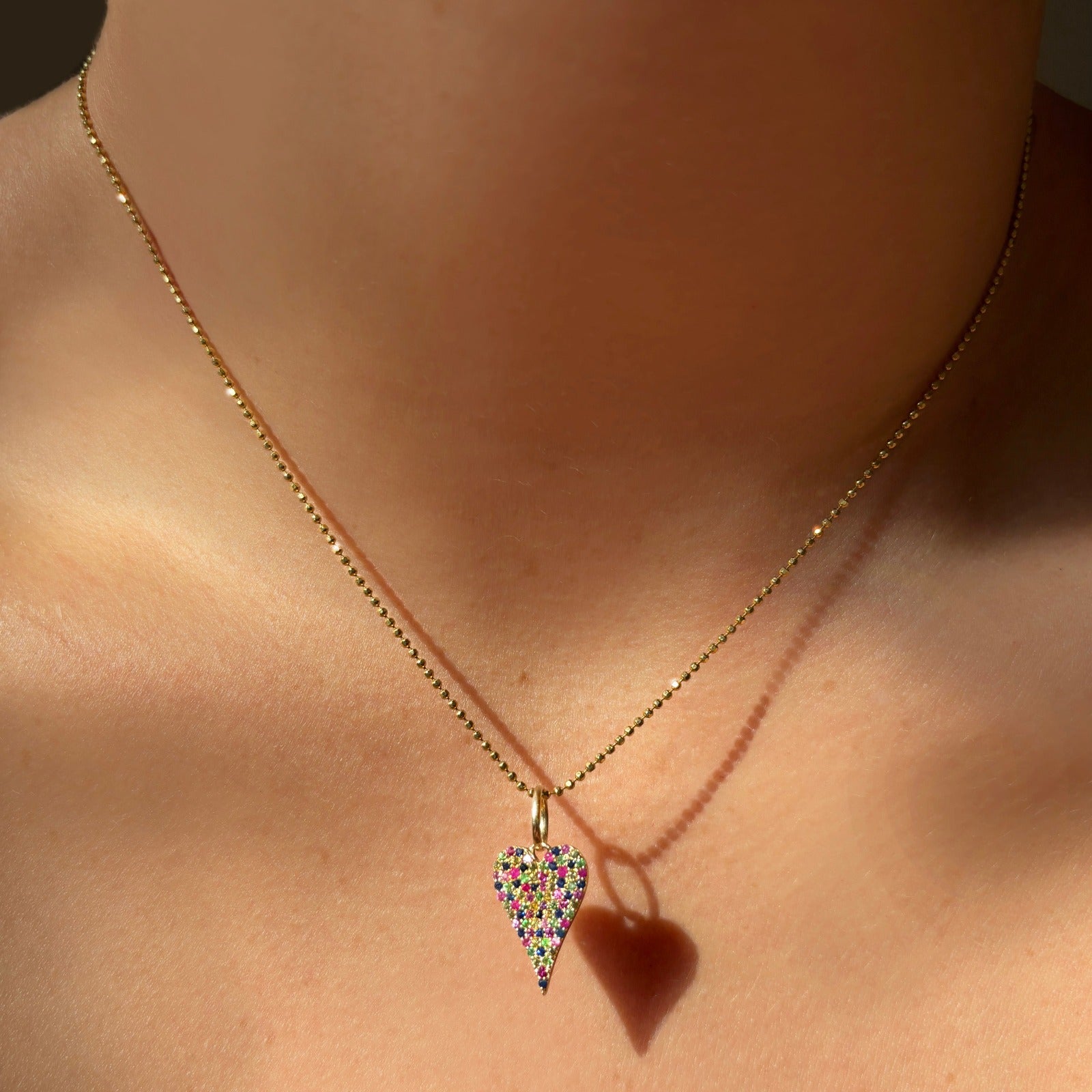 Pre Order: Pave Medium Heart Charm Necklace