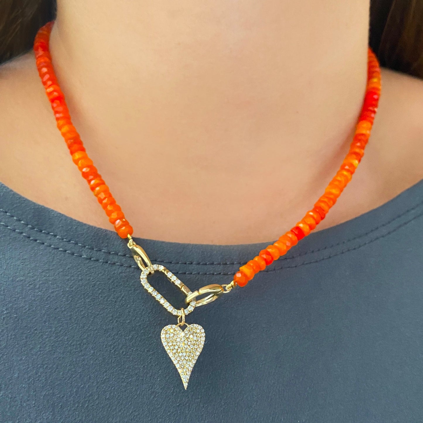 Orange Fire Faceted Opal Necklace