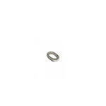 A 14K white gold oval charm lock on a white background.