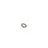 A 14K white gold oval charm lock on a white background.