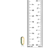 Small 14k yellow gold charm lock with emerald pavé along the side next to ruler to show height of 14 mm and width of 7.5 mm.