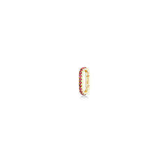 14K Gold Small Ruby Charm Lock on a white background
