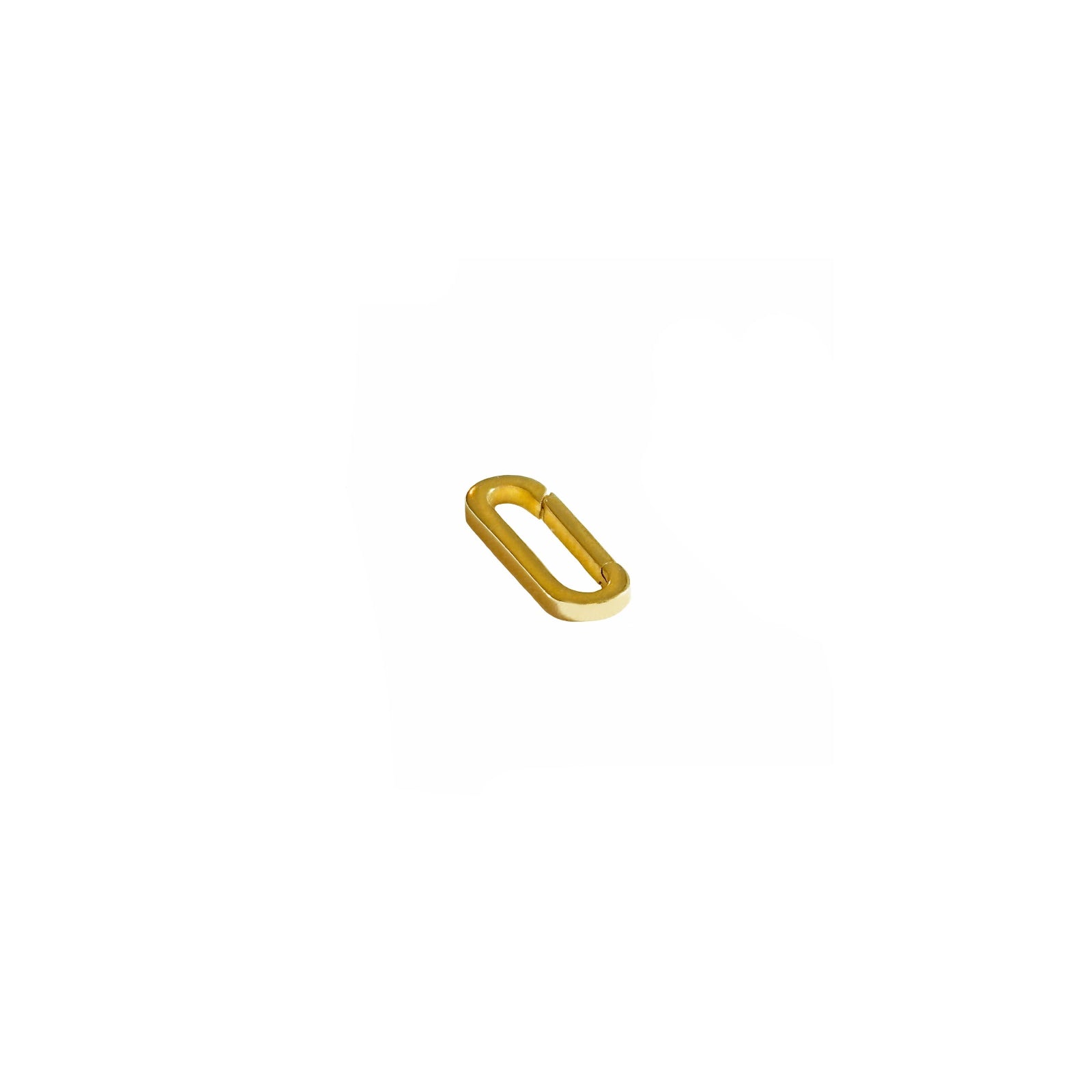 A 14K yellow gold oval charm lock on a white background.