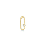 14k gold paperclip charm lock with diamond on a white background