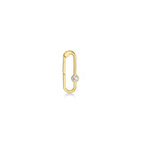 14k gold paperclip charm lock with diamond on a white background