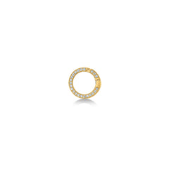 14K Gold Round Pavé Face Charm Lock on a white background